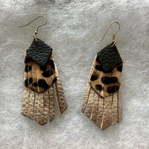 Custom Sseko Cheetah Leather Earrings